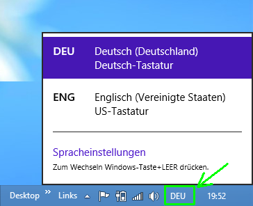 Windows 8: zwischen Sprachen schalten