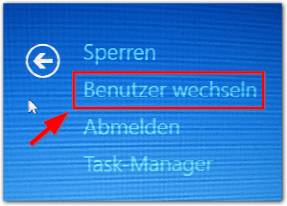 Windows 8 Auswahl: Sperren, Abmelden, Benutzer wechseln, Task Manager