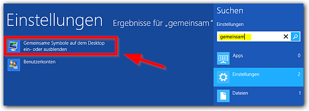 Windows 8: Gemeinsame Symbole auf dem Desktop ein und ausblenden