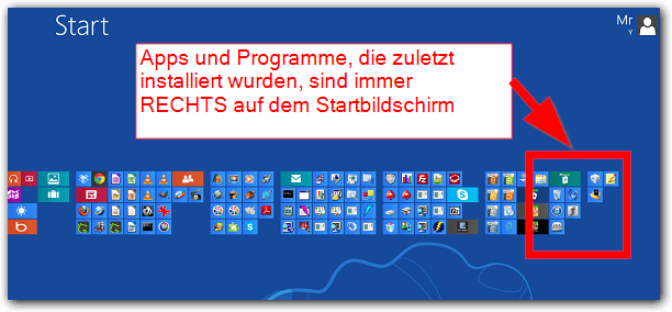 Windows 8: Zuletzt installierte Programme