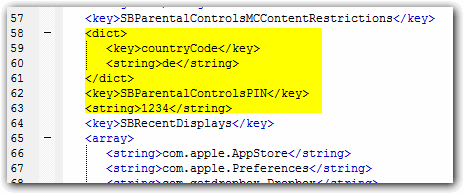 com.apple.springboard.plist mit SBParentalControlsPIN