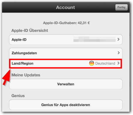 iPad, iPhone, iPad, Mini iOS:  "iTunes & App Stores" -> "Apple-ID"