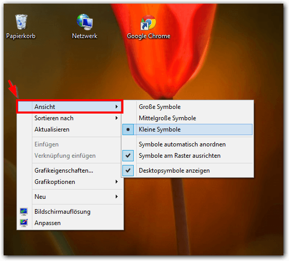Windows 8, 7, Vista: Symbole verkleinern vergrößern