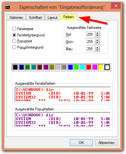 Windows: Eingabeaufforderung Farben ändern