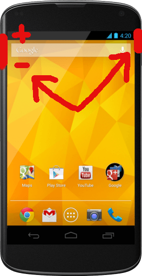 Nexus 4: Screenshot machen