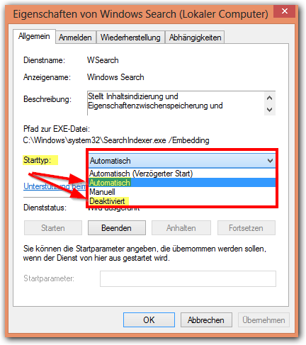 Windows 8: Eigenschaften von Windows Search