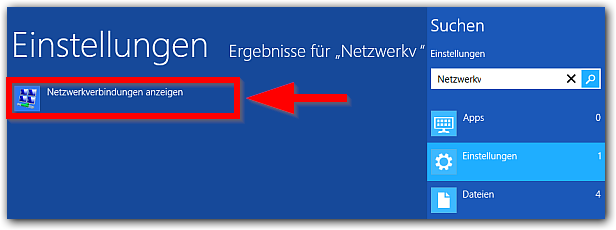 Windows 8: Netzwekverbindungen anzeigen