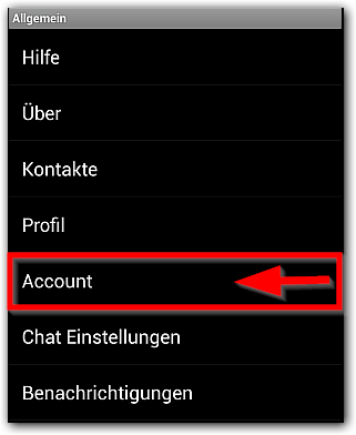 Android WhatsApp Einstellungen -> Account