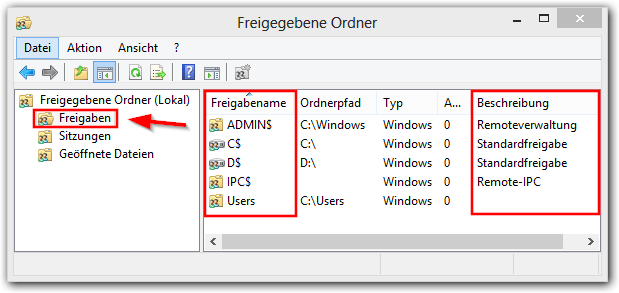Windows 8: Freigegebene Ordner