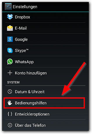 Android: Bedienungshilfen (Screenshot)