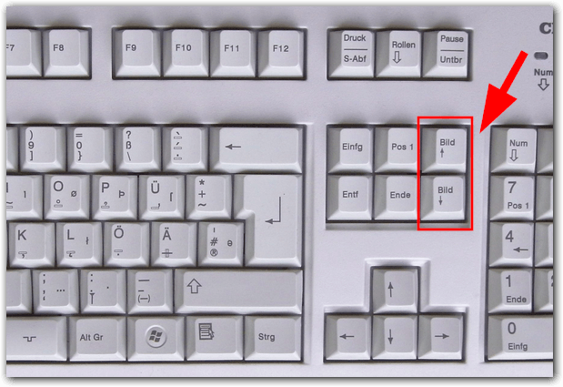 Page Up, Page Down / Bild Oben Bild Unten Tasten - Deutsche Tastatur