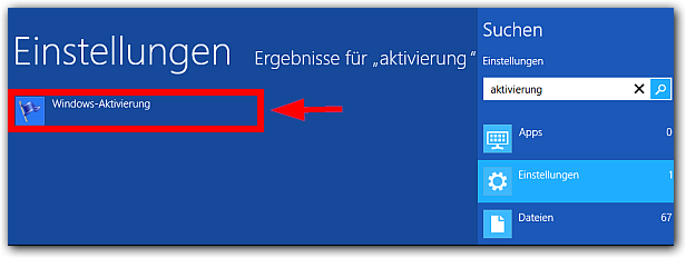Windows 8 Aktivierung finden