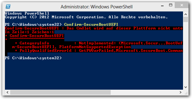 Windows 8: Das Cmdlet wird auf dieser Plattform nicht Unterstützt