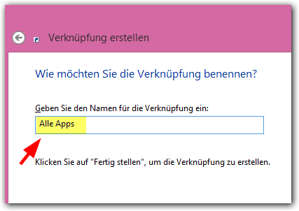 Windows 8: Alle Apps - Verküpfung