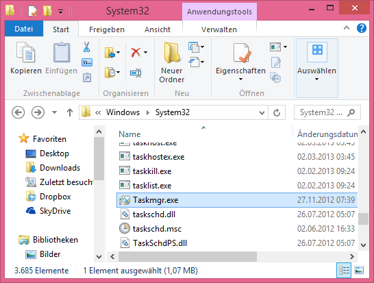 Windows 8: taskmgr.exe