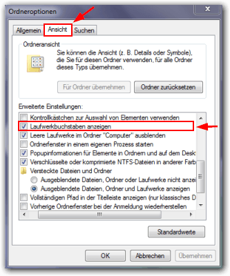 Windows 7: Laufwerkbuchstaben anzeigen