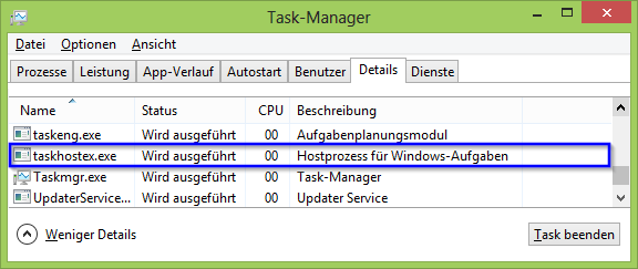 taskhostex.exe im Task-Manager