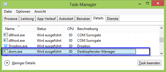 dwm.exe Prozess im Task-Manager