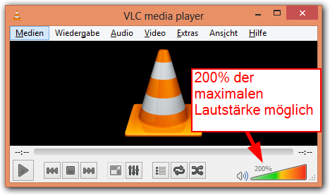 VLC kann mehr als 100% Lautstärke