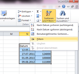 Sortieren und Filtern Excel