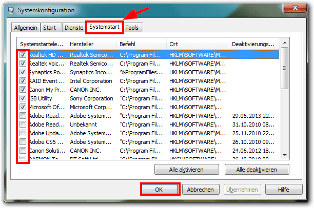 Windows 7: Systemkonfiguration