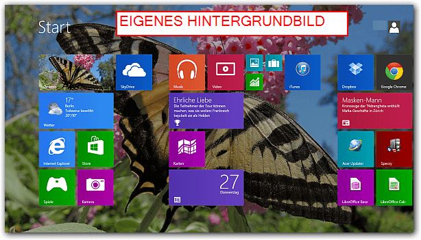 Eigenes Hintergrundbild: Windows 8.1 Startseite