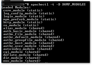 apachectl -t -D DUMP_MODULES