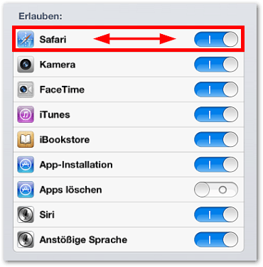 iPhone iPad: Safari deaktivieren bzw. aktivieren