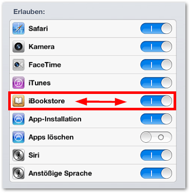 iPhone iPad: iBookStore deaktivieren bzw. aktivieren