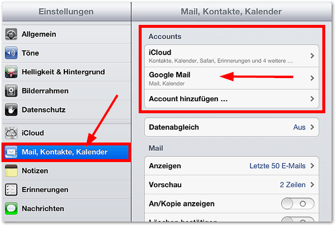 Wie kann ich mich von der Mail App abmelden?