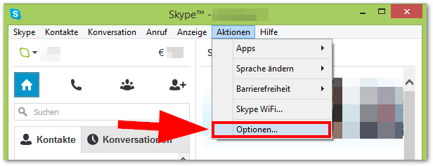 Skype Optionen