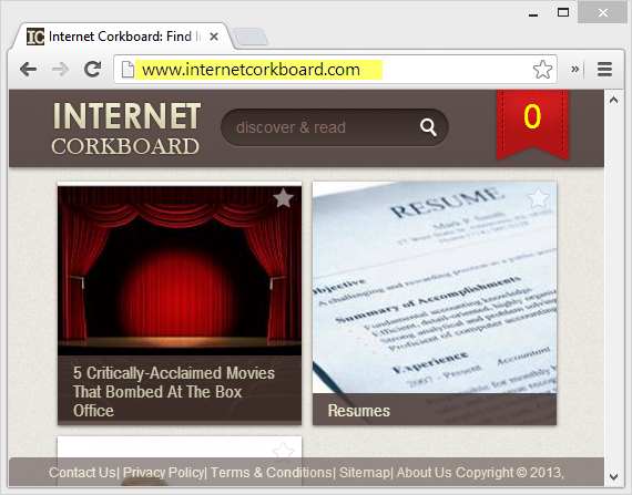InternetCorkboard.com Screenshot