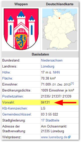 Lüneburg Vorwahl