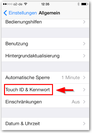 iPhone: Touch-ID & Kennwort