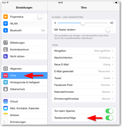 iOS: Tastentöne einschalte oder auschalten