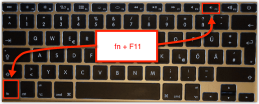 MacBook: fn + F11