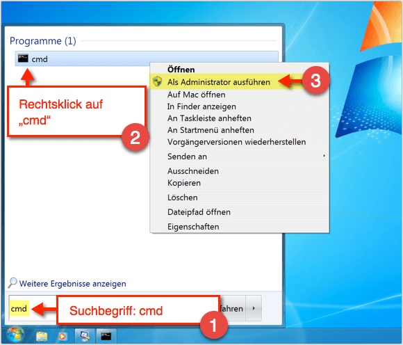Windows 7: CMD Als Administrator ausführen