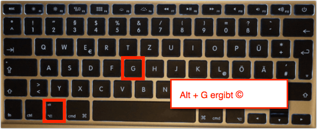 Mac: Alt + G bzw.  ⌥ + G