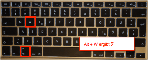 Mac: Summen-Zeichen ∑ mit dem Shortcut Alt + W