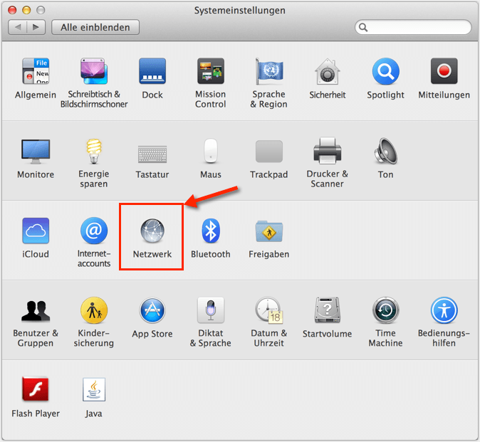 Mac: Systemeinstellungen --> Netzwerk