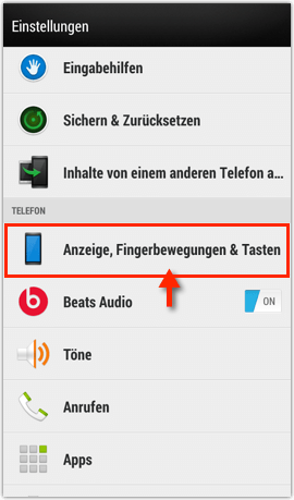 HTC: Anzeige, Fingerbewegungen & Tasten