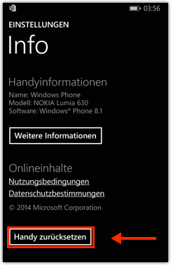 Lumia 640  auf Werkseinstellung zurücksetzen