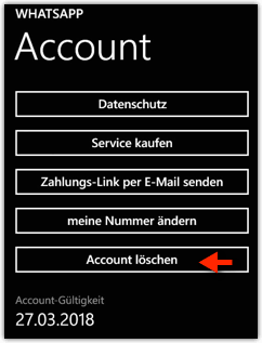 Windows Phone: WhtasApp Account löschen