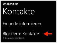 WhatsApp Windows Phone: Blockierte Kontakte