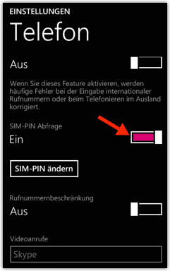 Windows Phone: SIM-Passwort (PIN) abfrage deaktivieren