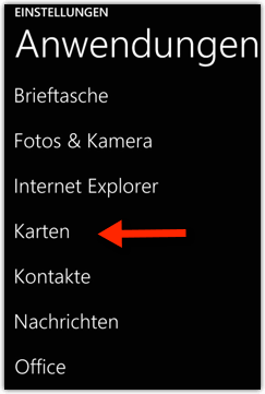 Windows Phone: Karten Einstellungen