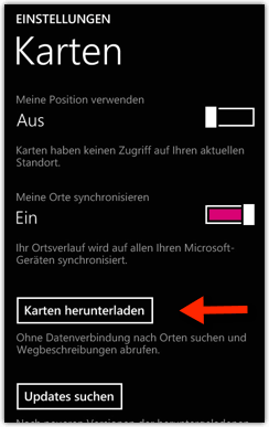 Windows Phone: Karten herunterladen/downloaden