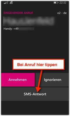 Windows Phone: SMS-Antwort