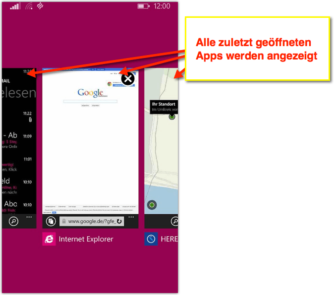 Windows Phone Multitasking: Zwischen Apps wechseln