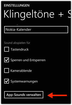 Windows Phone: App-Sounds verwalten